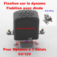 Conjoncteur dynamo MARCHAL 6V/12V à 3 balais - Fixation sur la dynamo