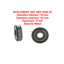 Roulement 10x30x9 - SKF 6200ZZ