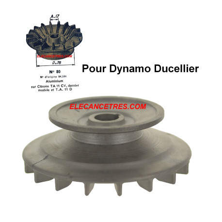 Poulie aluminium pour dynamo DUCELLIER